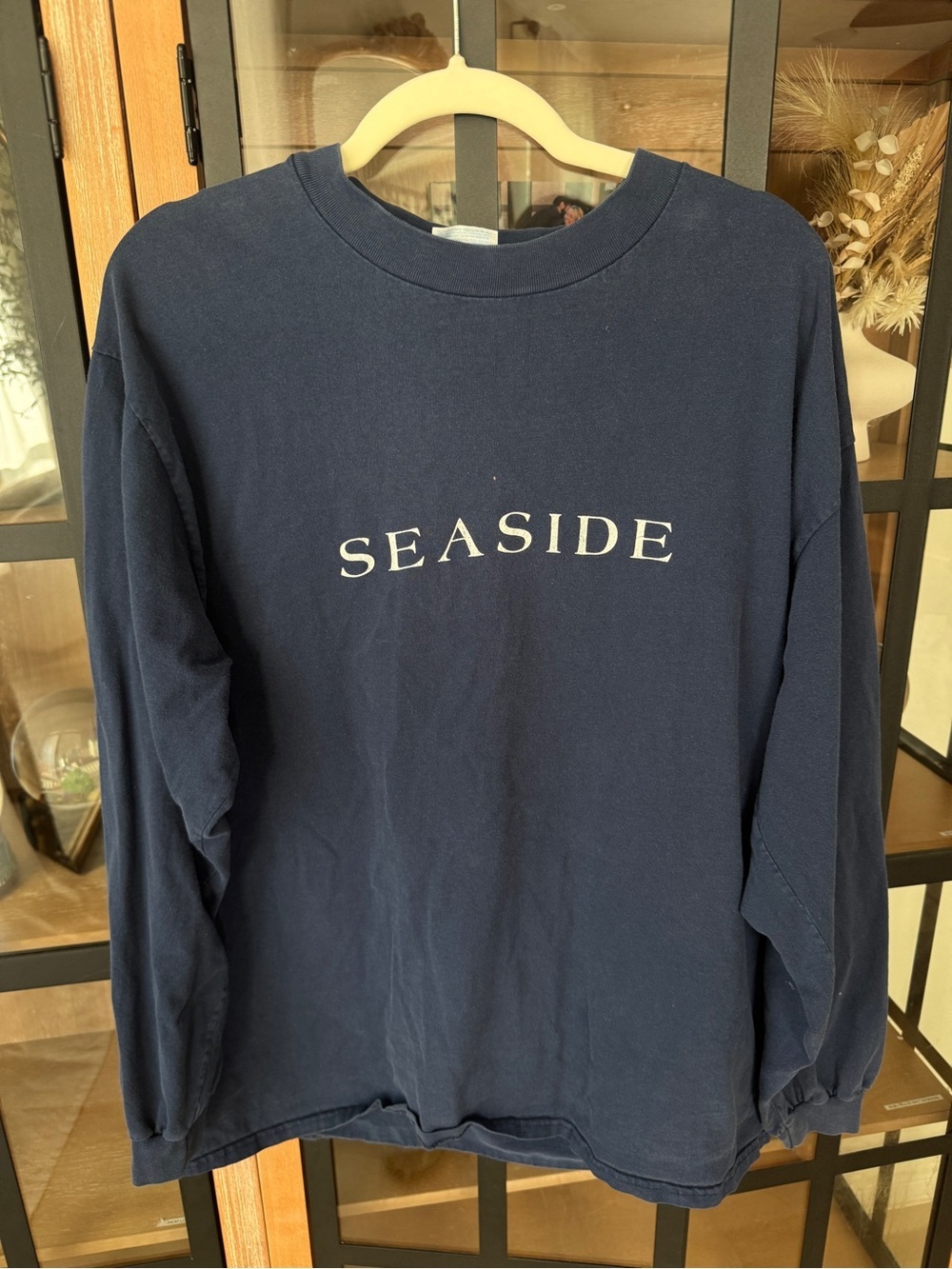 Seaside navy pullover long sleeve tee mock crewneck unisex destin 30A florida